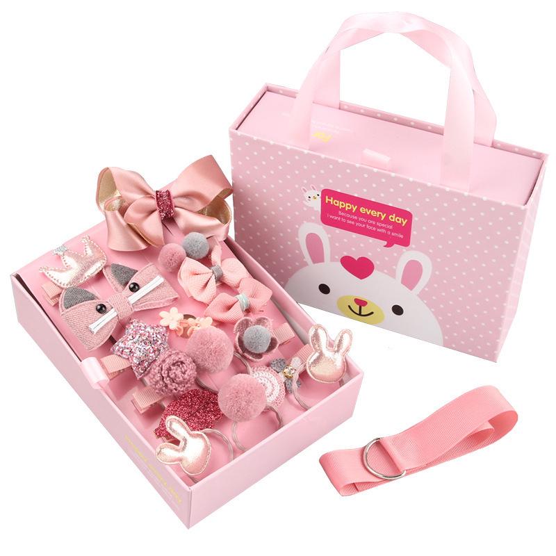 18-teilige Geschenkbox: Haarspangen & Haargummis Set für Kinder - Mädchen-Haarnadeln & Baby-Haarschmuck