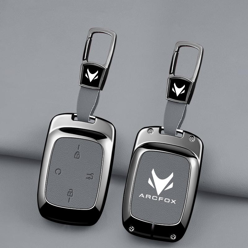 Suitable For Arctic Fox T1 For Baic Arcfox Zinc Alloy Leather Remote Control Car Key Case Cover Shell Keychine Accessories