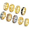 9-Piece Rotating Chain Ring Set Stainless Steel Stress Relief Jewelry Men Women