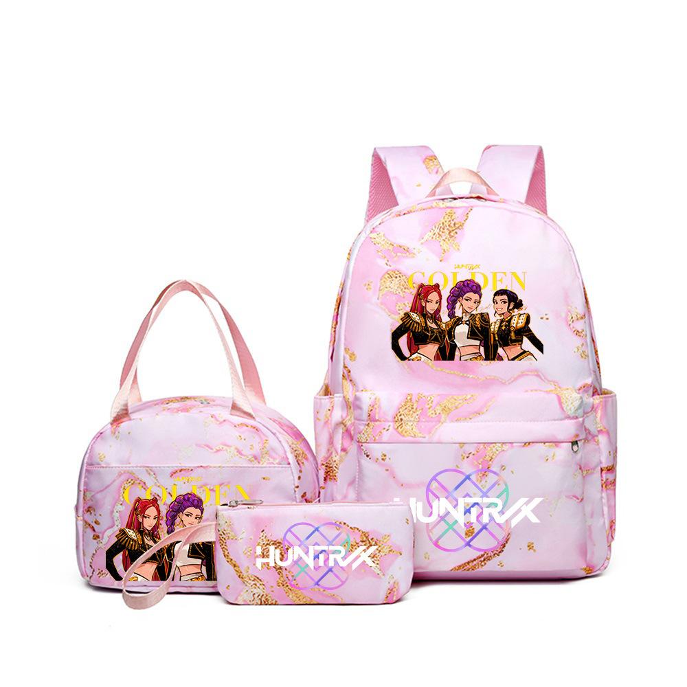 Kpop Witch Hunter Backpack Lunch Bag Pencil Case Set Student Animation Fashion School Bag Pencil Case Lunch Bag