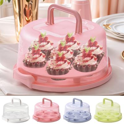 Portable 8 Inch Cake Carrier with Lid and Handle Cake Holder Round Cake Container for Any 6-8 Inch Cake Storing Rack