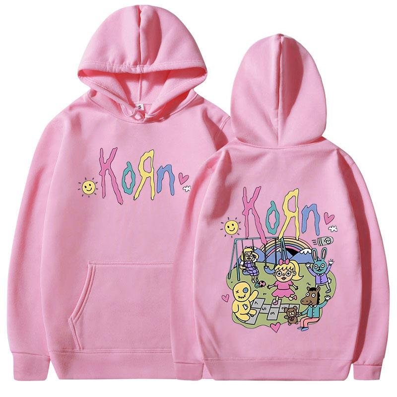 Felpa con cappuccio Korn Cartoon Rock Band Music Album Felpa oversize gotica in metallo vintage da donna con cappuccio streetwear a maniche lunghe