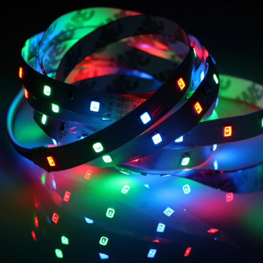 Led Strip 12V Light RGB Tape SMD, 2835 No Waterproof 5M 60LED/M 12V Mini 24key IR Remote Control LED Strip Light Dimmer