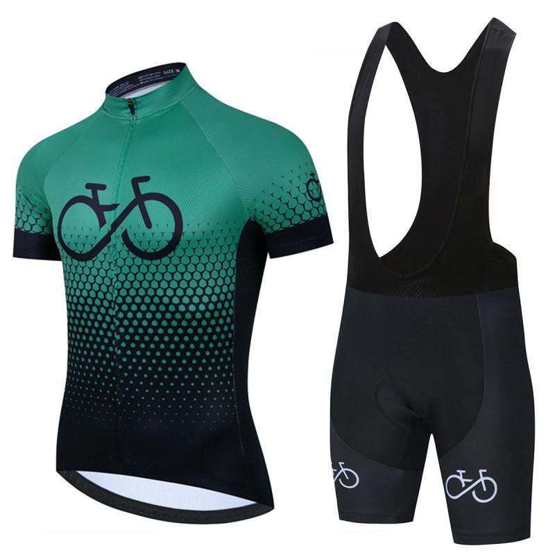 Mens Cycling Jersey Bib Shorts Set Breathable Quick-Dry Performance Wear Mountain Bike Ride
