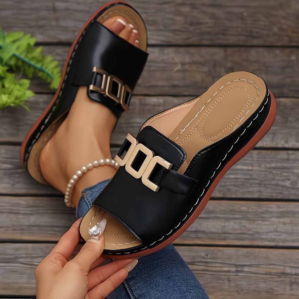 Plus Size 45 New Women's Fashion Casual Thick-Soled Wedge Slippers, Women Shoes