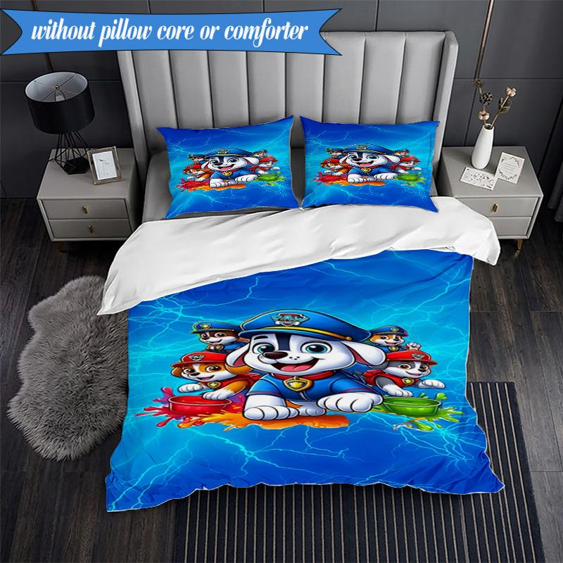 3PCS Paw Patrol: Heroic Rescue Bedding Set 2D Printing (Includes 1 Duvet Cover + 2 Pillowcases Coreless), Bedroom decor,Fan gift