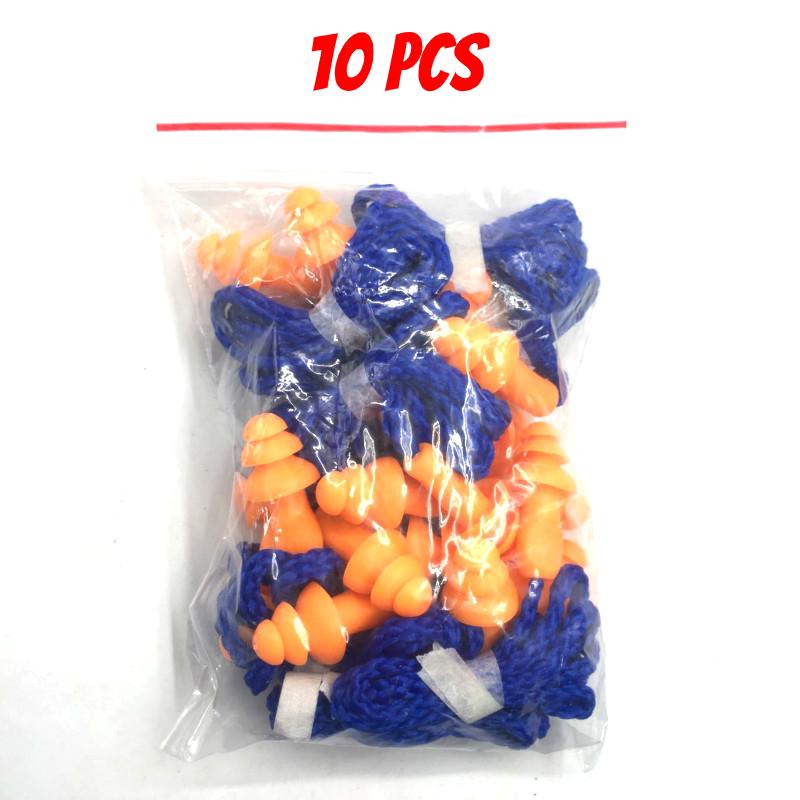 10Pcs Soft Silicone Corded Ear Plug Protector Reusable Hearing Protection Noise Reduction Safe Work Comfortable Earplugs Earmuff