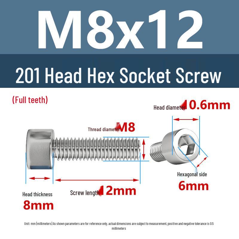 Yigu 201 Stainless Steel Cup Head Hexagon Screws and Bolts - M3, M4, M5, M6