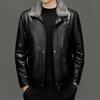 Winter leather leather jacket men's cowhide top leather locomotive mink hair liner jacket