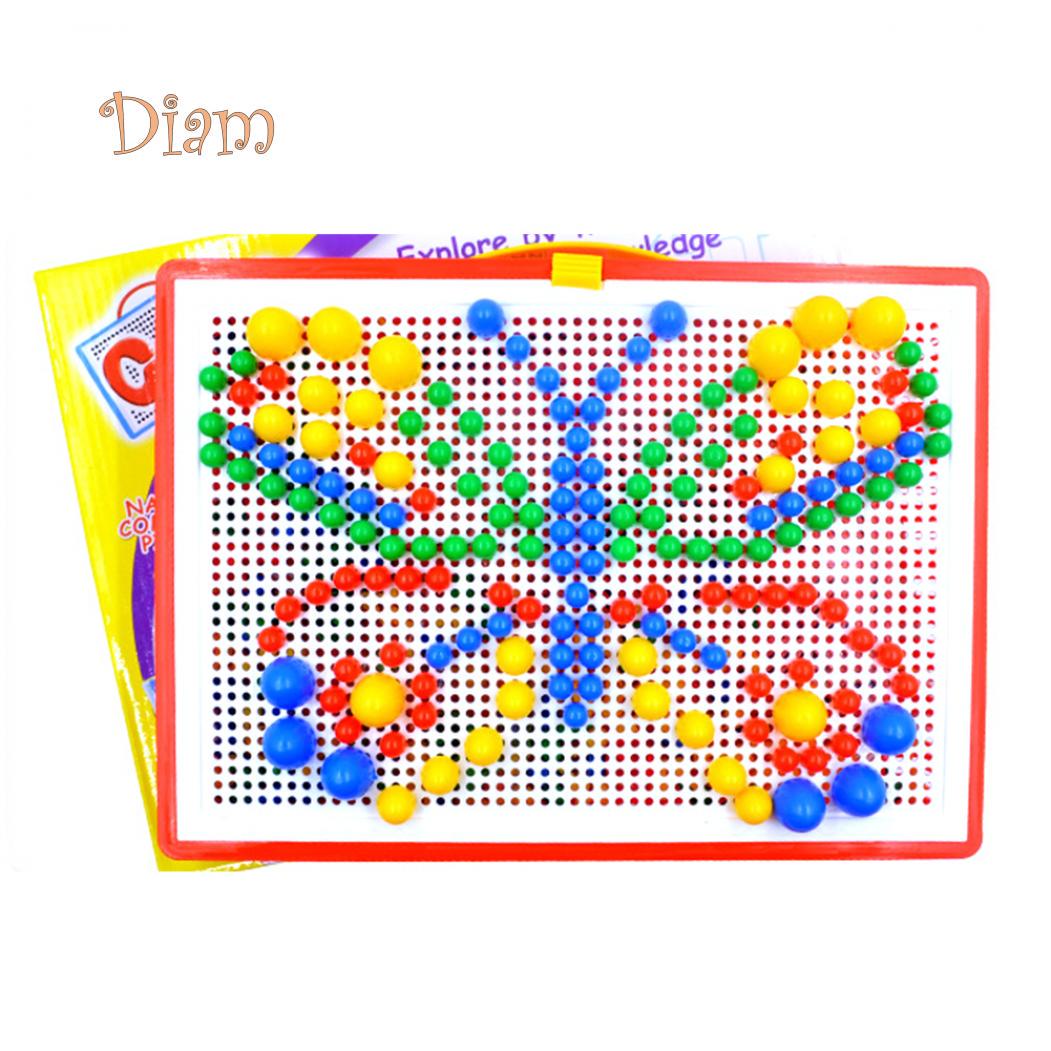 

OBS Игрушка Продукт 296Pcs/Set Грибной Гвоздь Головоломка Peg Board DIY Мозаика Набор Образование Дети