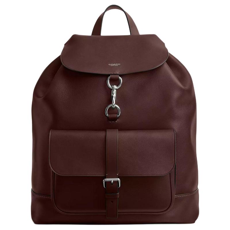 

COACH Lennox 35 adjustable shoulder strap natural grain and vegetable tanned leather backpack large size men s burgundy червоний