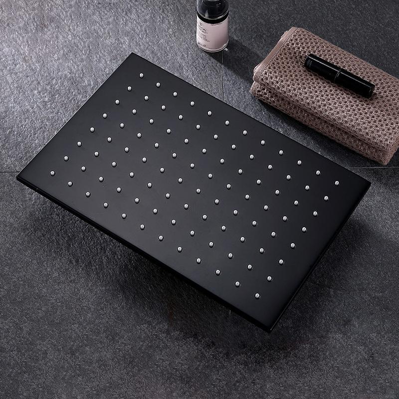 12 Inches Square Rainfall Brass Black Top Shower Head