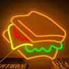 Burger and Sandwich Neon Sign Hamburger Shop LED Neon Light Fast Food Business Signs for Restaurant Kitchen Party Dimmable Light