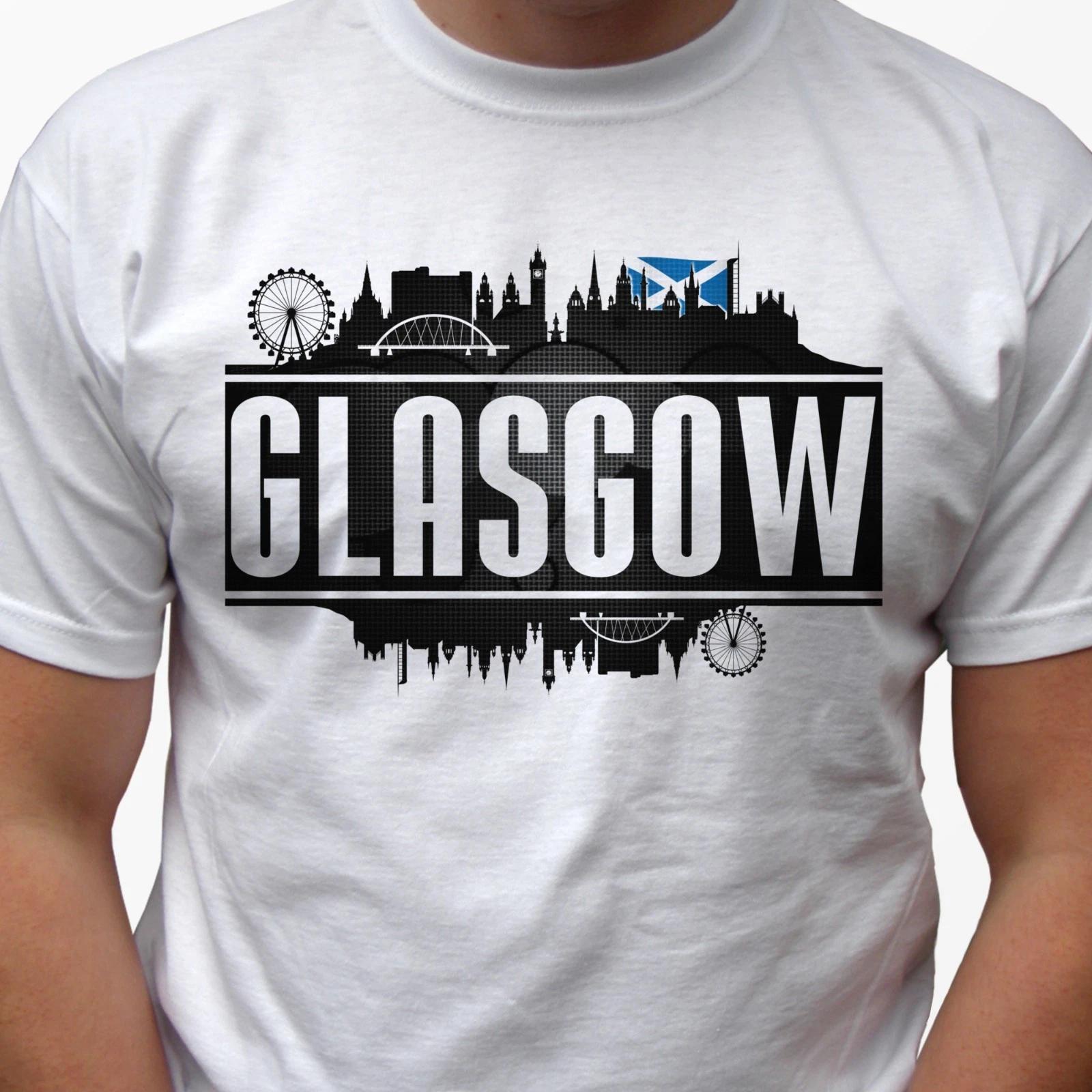 

Glasgow kids boys T-Shirt city top Scotland flag white tee gift s s kids sizes 130