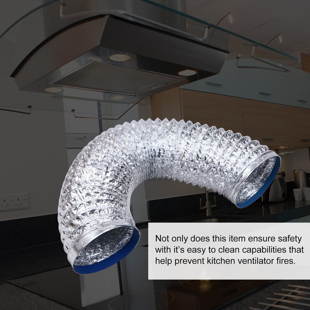2M Double Layer Flexible Air Duct Hose Aluminum Foil Vent Pipe Leak Proof for Kitchen Exhaust Hvac Installation