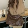Square Leather Shoulder Bag Hobo Women Handbag Vintage Boston Crossbody Bag  Work