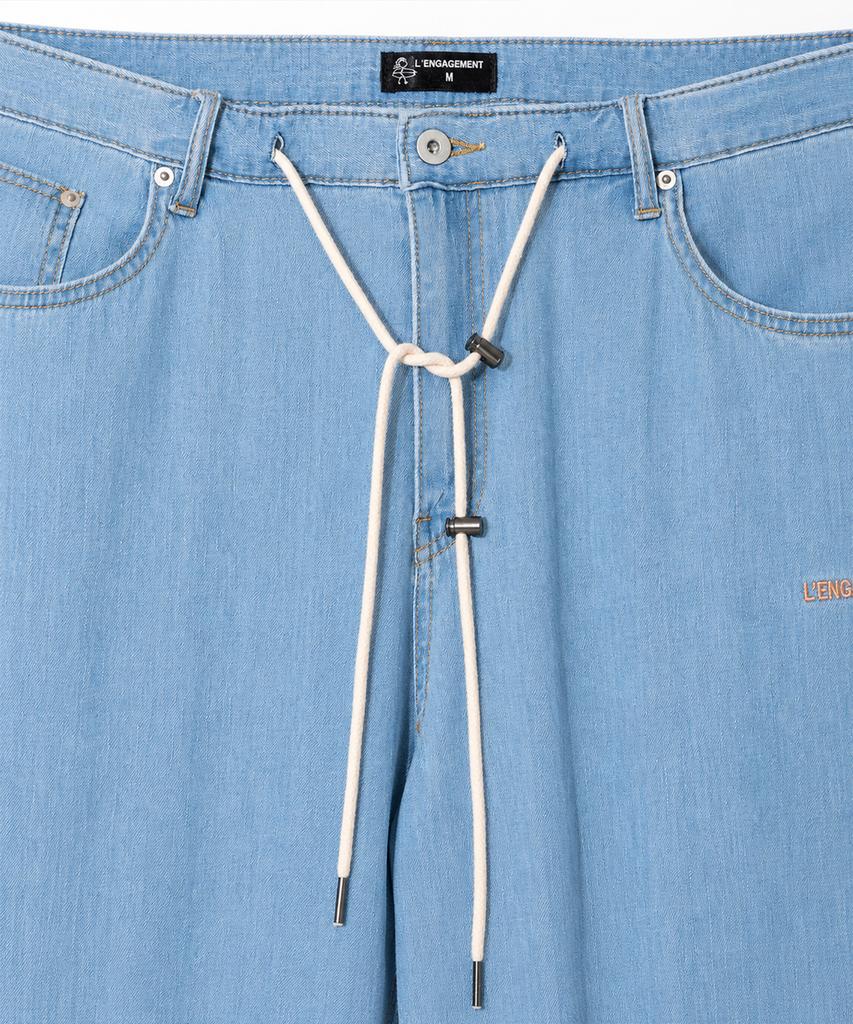 LENGAGEMENT Vintage Real Long Wide Stopper Denim Pants [Light Blue]