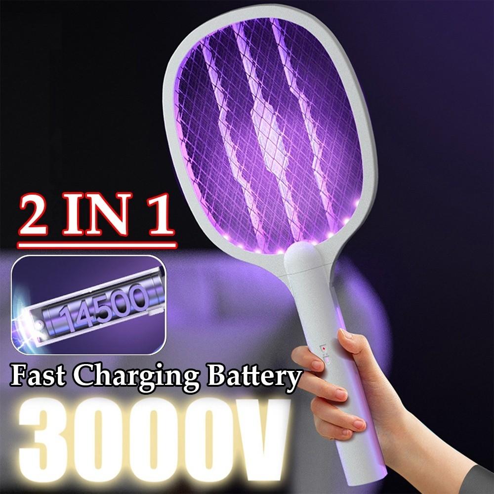 USB Rechargeable Handheld Fly Swatter Foldable Bug Zapper Racket Pest Control Device