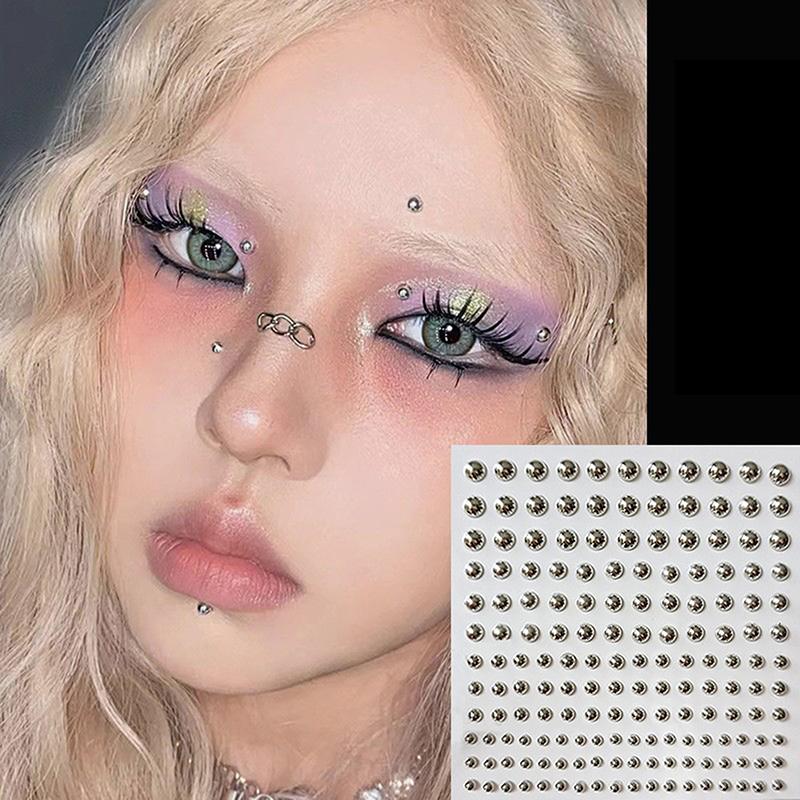 165/180Pcs Fake Nose Studs Crystal Rhinestones Stick On Body Gems No Piercing Decor For Face Lip DIY Festival Accessories