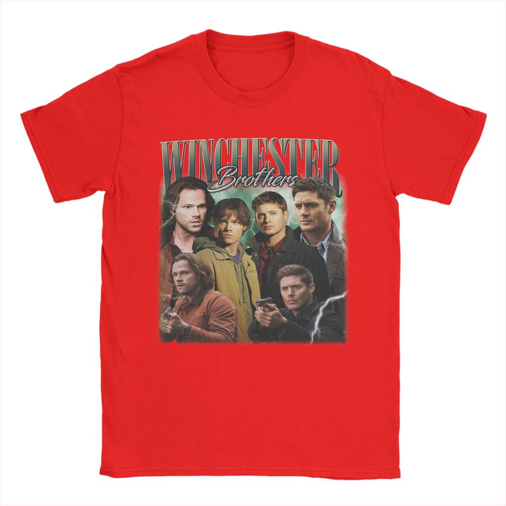 Dean Winchester Brothers Sam Supernatural Movie Unisex Women T Shirt Leisure Tee Shirt Short Sleeve Round Neck TShirt Cotton Tops