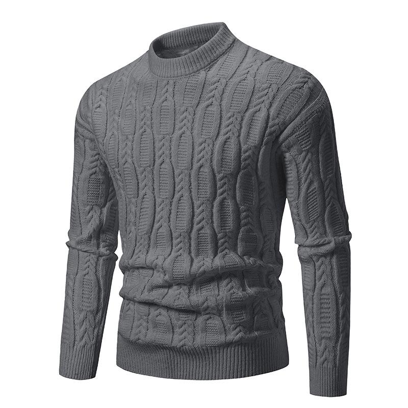 2025 Men's Plus Size Round Neck Jacquard Knit Sweater - Autumn/Winter Fashion