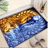 1PC Custom Name Golden Phoenix Blue Peacock Theme Floor Mat Ideal for Living Room, Game Rooms, Office, Bedroom,Floor Mat Playful Design