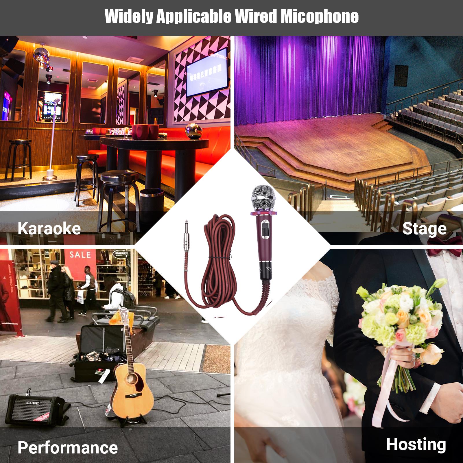 

Динамический ручной кардиоидный конденсаторный микрофон проводной микрофон 4,5 м 15 футов кабель штекер 6,35 мм для музыки пения караоке сцена красный