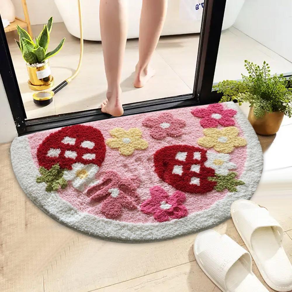 

Cartoon Bathroom Non-slip Mat Dirt-resistant Door Mat Cute Carpet Strawberry 40x60cm