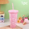 1/3/5 pack Kawaii Bow Reusable Party Cup, Coffee Juice with Straw and Lid, Cute Teacup with Straw Plastic Cup Summer Gift