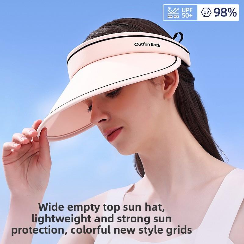 Outfun Letter Back Unisex Summer Sun Hat Wide Brim Blocking Function Wear Daily