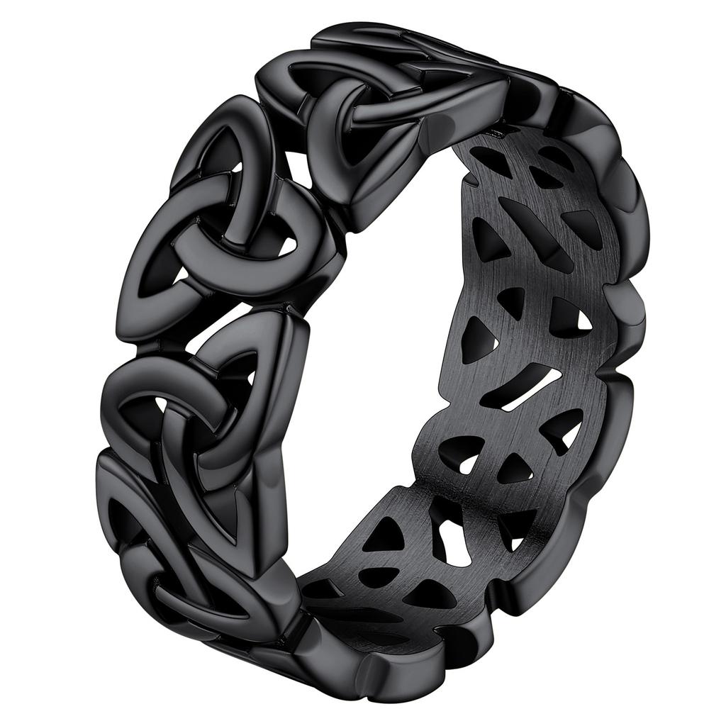 U7 Inele din Oțel Inoxidabil cu Decupaj Nod Celtic Irlandez Triquetra pentru Bărbați Femei Simboluri Clasice Bijuterii Unisex pentru Cuplu