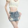 Denim Mini Skirt Women Summer High Waisted Slim A-line Skirt Shorts Female Streetwear Vintage Y2K Casual Simple Blue