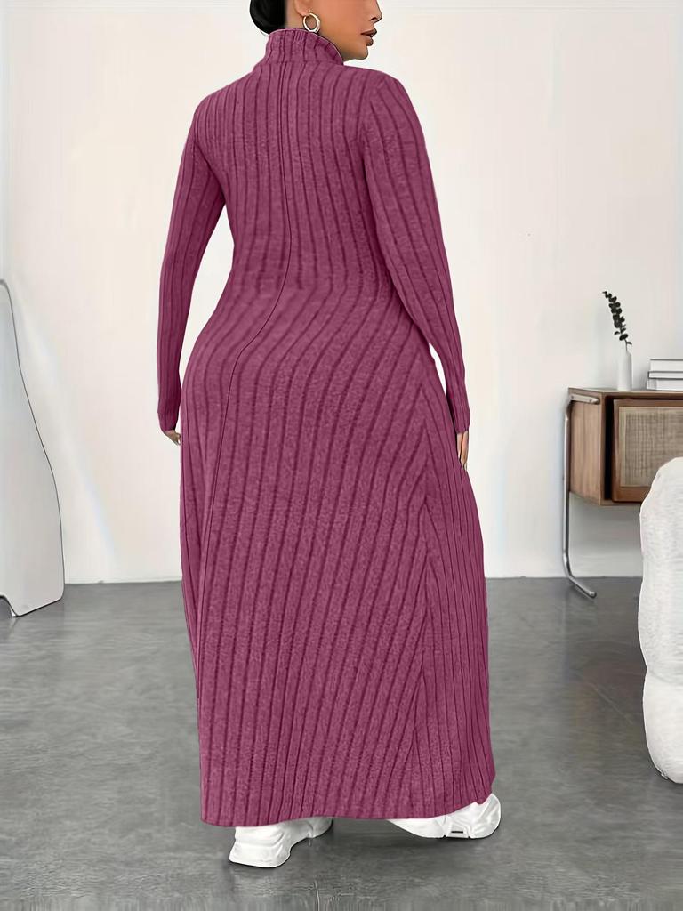 Plus Size High Neck Dress - Autumn/Winter European & American Style for Women