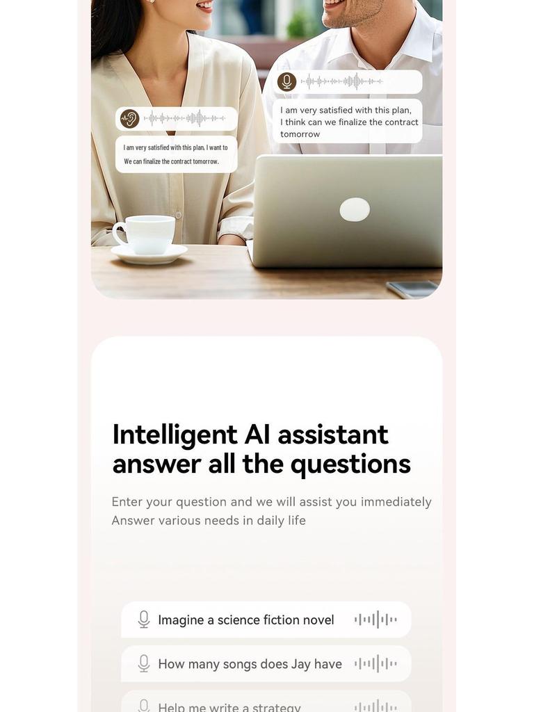 2025 AI Translation Wireless Bluetooth Earbuds with Ear-Hook, Noise Reduction, Long Battery Life, Comfortable for Extended Wear