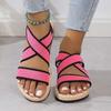 Fashion Ladies Shoes 2025 Fashion Open Toe Women's Sandals Summer Elastic Band Casual New Plus Size Color Matching Light Flat Sandals