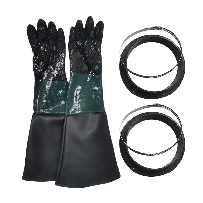 

Sandblasting Replacement Gloves Comfortable Cotton Lining and Particle Grip with Gloves Holder Set for Heavy Duty Tasks