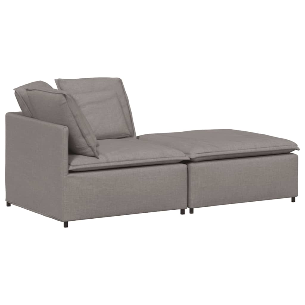 Modular Sofa with Footstool Cushions Fabric Taupe