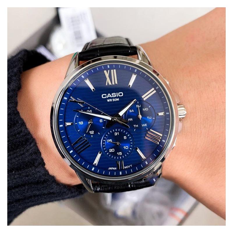 Casio CASIOSTANDARD Series ENTICER Series Classic Retro Casual Fashion Quartz Movement Leather Strap Japanese and Korean Watch Men's MTP-EX300L-2AV