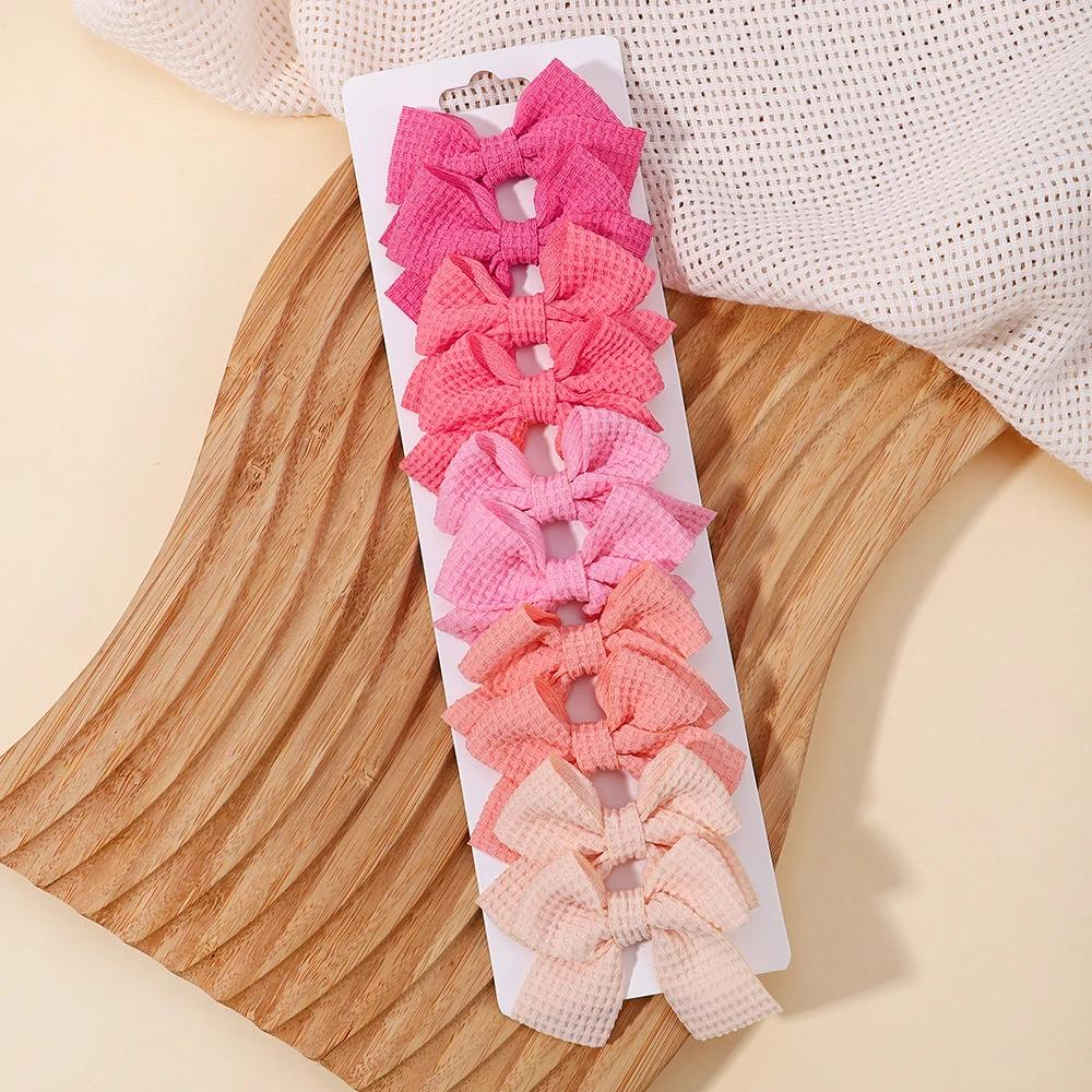 10Pcs/lot Kids Solid Color Ribbon Baby Bows Hair Clips for Baby Girls Handmade Bowknot Hairpin MiNi Barrettes Hair Accessories