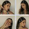 Metal Eyelets Punk Headwrap Fabric Hollowed Out Eyelets Headband Fashion Rock Head Band  Women