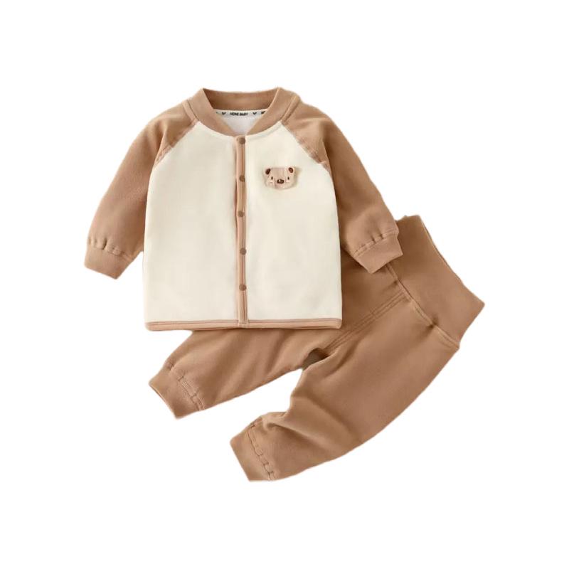 Unisex Baby High-Waisted Padded Pants Set - Thick Warm Cotton Jacket & Pants for Autumn/Winter