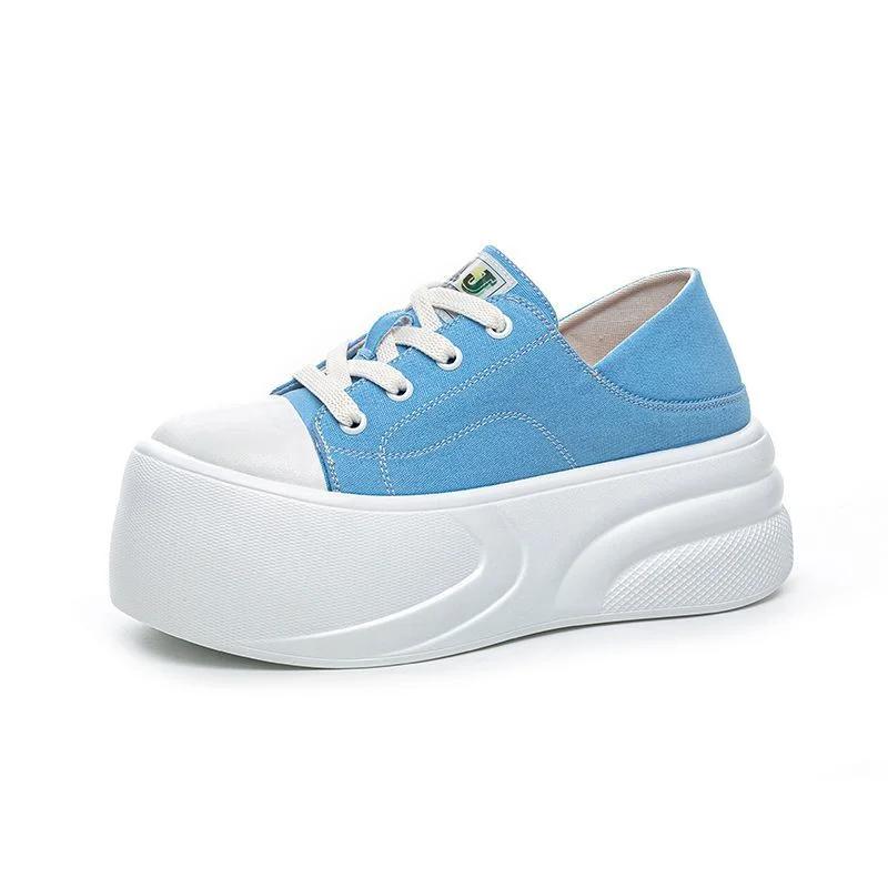 Fashion 7CM Spring Denim Microfiber Leather Breathable Brand Women Sandals Flats Hollow Round Toe Platform Wedge Flats Pumps High Shoes