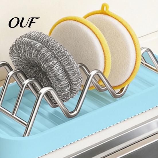 Stainless Steel Soap Tray 3-Compartment Storage Rack, Holder with Removable Kitchen Sink Rack Water Tray, Hollow Tilt Design Organizer for Bathroom