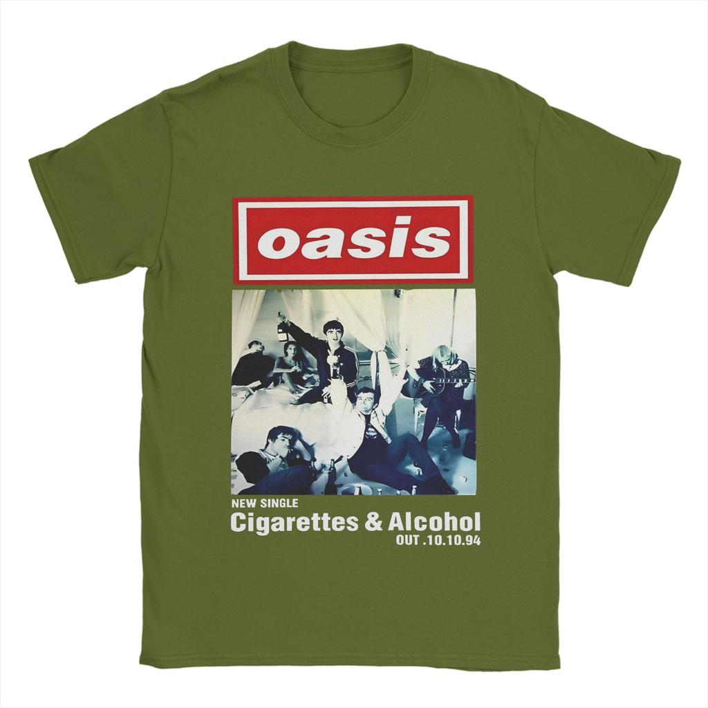 Casual Band Rock O-Oasis T-Shirt Men Crewneck Short Sleeve Clothes 100%Cotton Summer Clothing