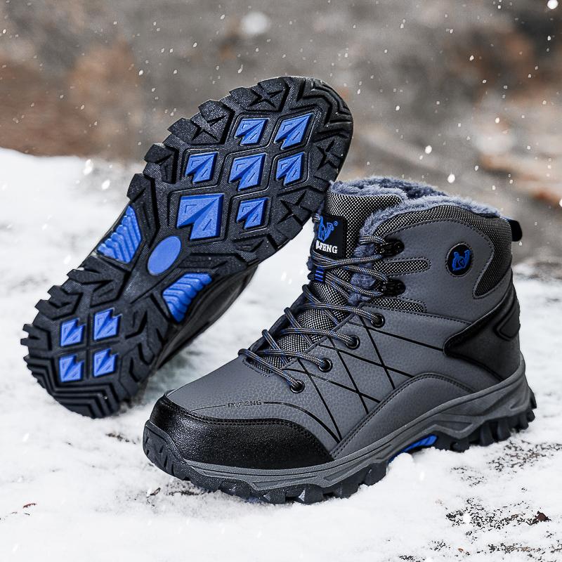 TUINANLE Men's Winter High-Top Cotton Shoes: Warm Velvet, Outdoor Mountaineering, Casual Sports Footwear.