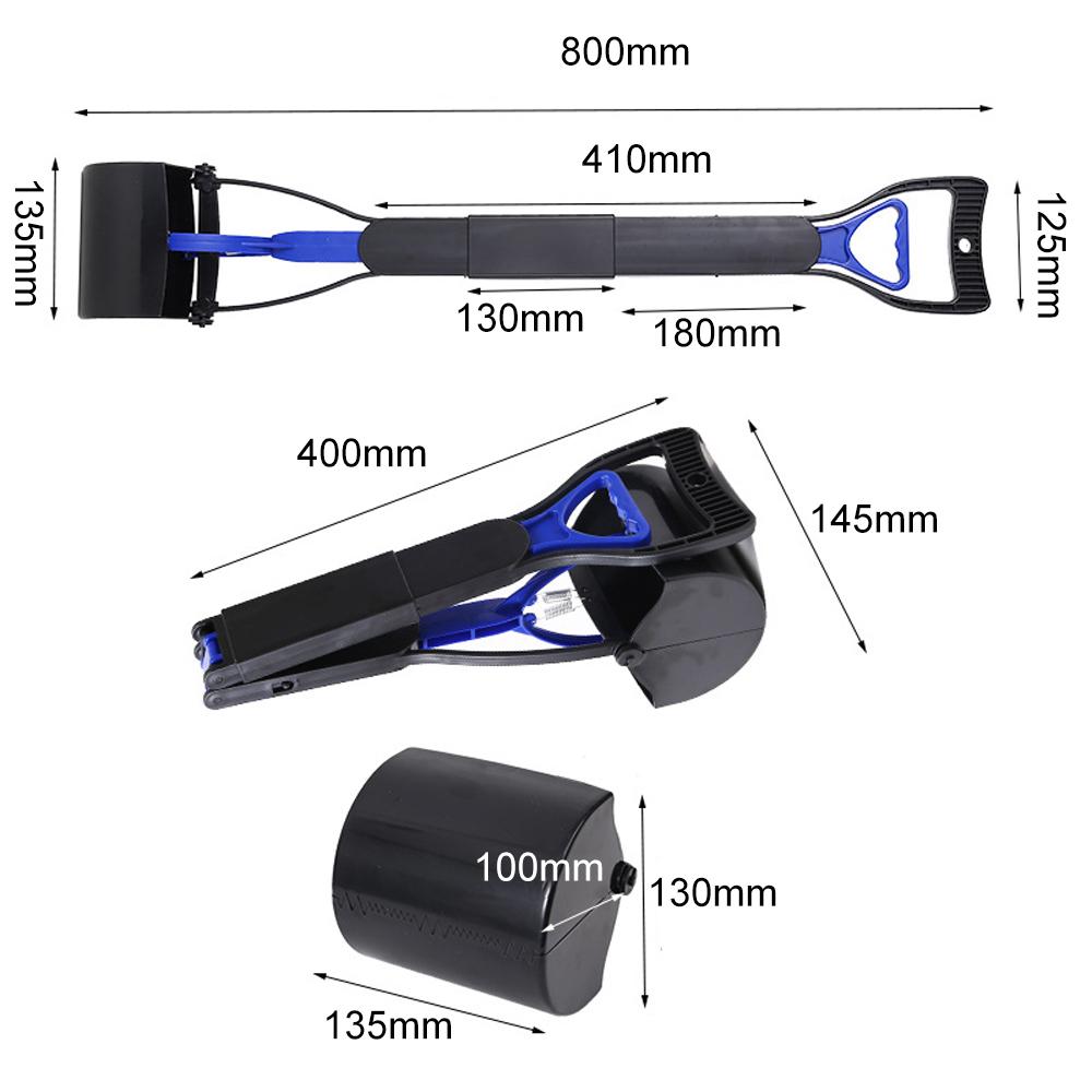 18'' Long Handle Pooper Scooper with Garbage Bag  Bone-Shaped Storage Box Foldable Pet Pooper Scooper for Dogs  Cats