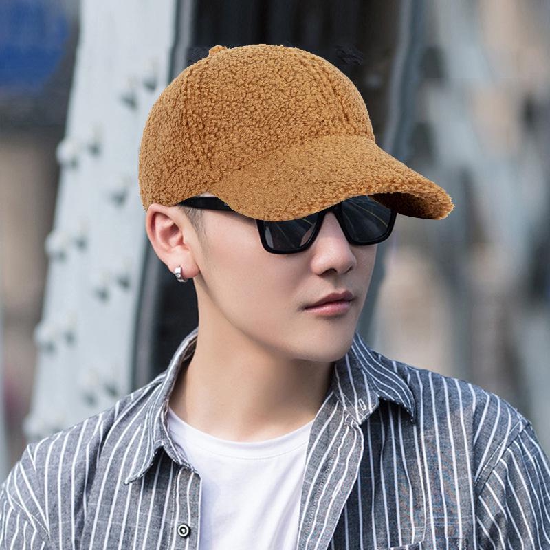 Autumn/Winter Korean Style Plus Size Warm Lamb Fleece Ear Protection Baseball Cap - Unisex Cold-Proof Plush Duckbill Hat