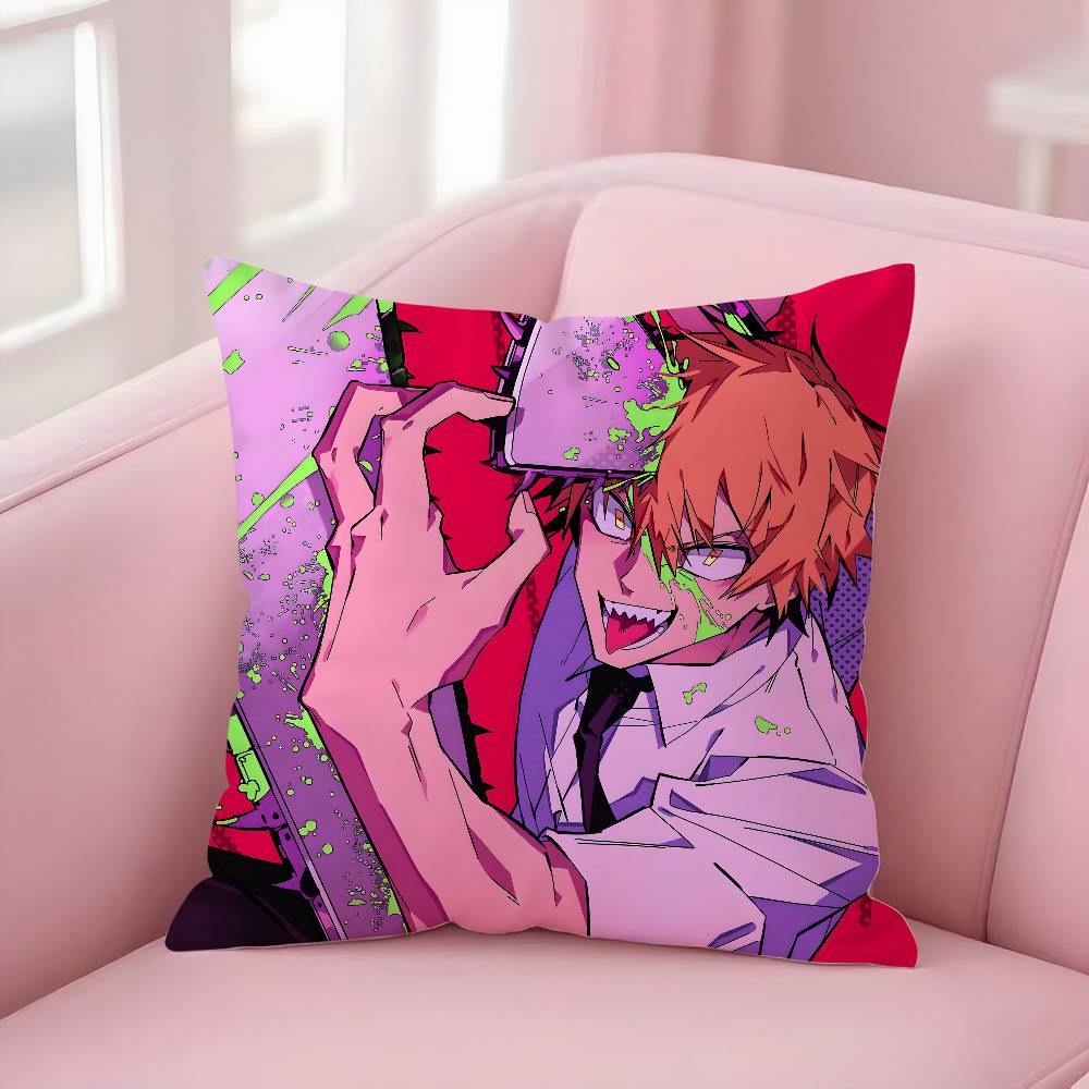 Popular Anime C-Chainsaw Mans Pillow Case Soft Plush Fabric Double Sided Print Decorative Home Living Room Gift Cushion Cover