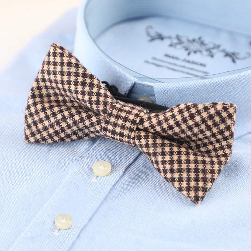 WHITE FANG Fliege, Wolle, Karomuster, Stilvoll, Business, Anzug, Formell, Herren NC005 (01: Hahnentrittmuster)