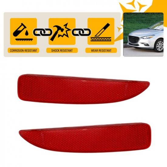 2X Red Lens Rear Bumper Reflectors Left Right For Mazda 2014-2018 D350515M0E 3
